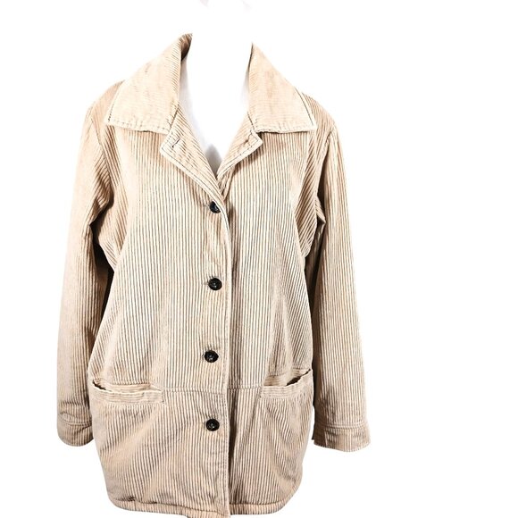 Blair, Medium, Creamy Tan Corduroy Chore Coat, Barn Coat, Sherpa Lined, Button - Picture 1 of 16